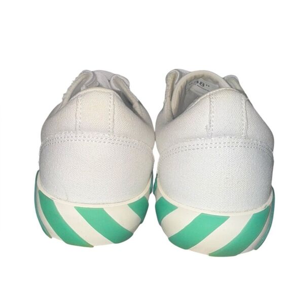 EUC IN BOX OFF WHITE Vulcanized canvas white & green Low White sneakers sz 38 - Picture 7 of 12